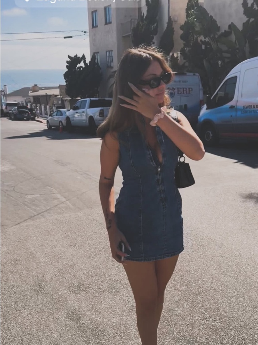 ZARA Sleeveless Denim Mini Dress in Blue